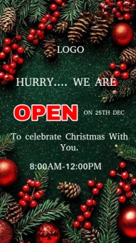 Maximalist We Are Open On Christmas  Digital Display (9:16) template