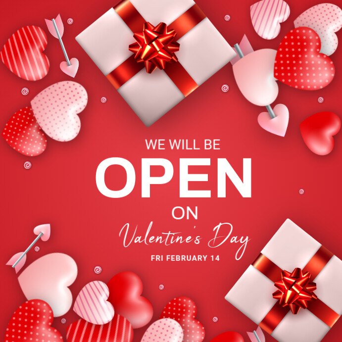 Maximalist We Are Open On Valentines Day Instagram Post template