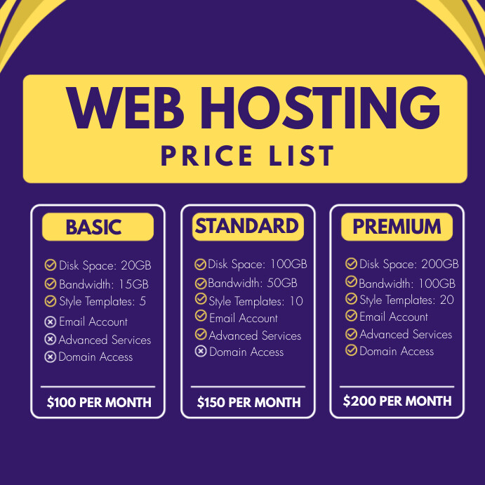 Maximalist Web Hosting Price List Instagram P template