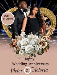 Marrón wedding anniversary celebration ใบปลิว Template