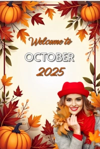 Maximalist Welcome To October  Pinterest Graphic template