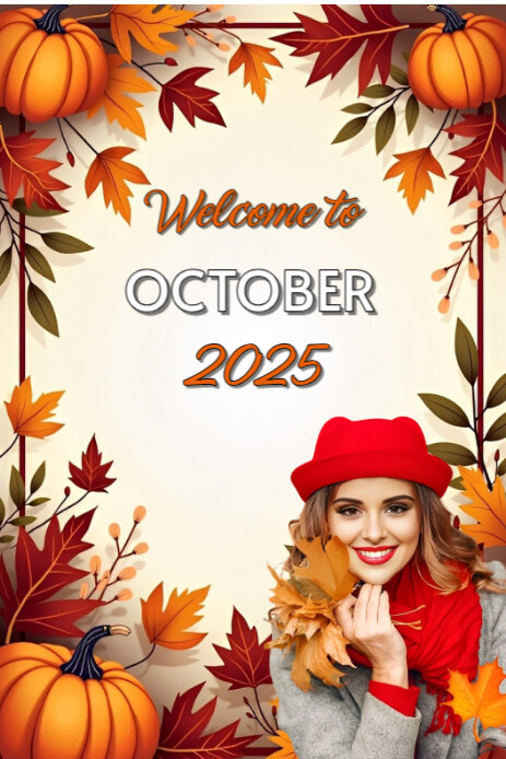 October P Maximalist Welcome To October Pinterest Graphic Template | PosterMyWall