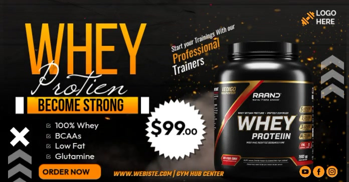 Modèle Maximalist whey protien facebook shared image | PosterMyWall