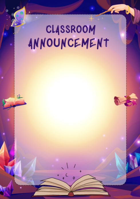 Maximalist Whimsical Classroom Announcement Template – Magical School Bulletin Poster For Teachers A A4