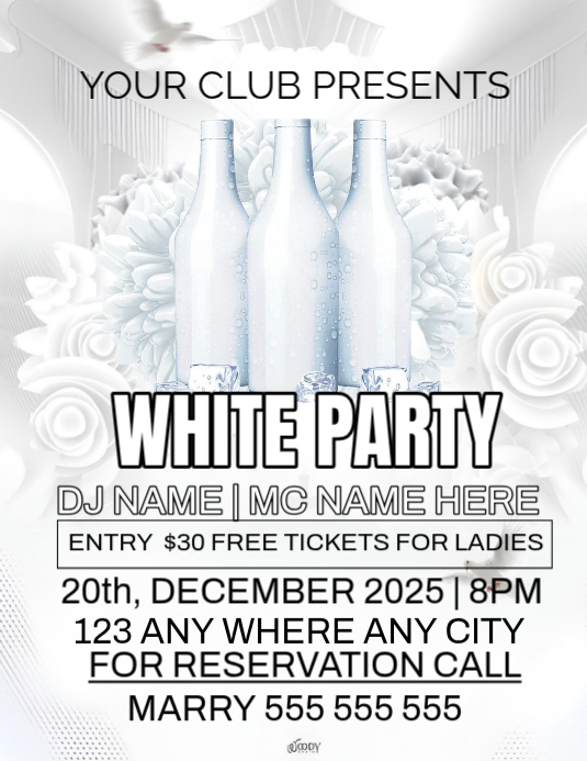 Maximalist White Party Flyer (us Letter) Template | PosterMyWall