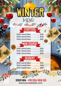 Maximalist Winter Menu Flyer  A6 template