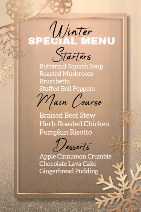 Maximalist Winter Menu  Poster template