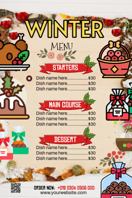 Maximalist Winter Menu Poster Poster Template | PosterMyWall