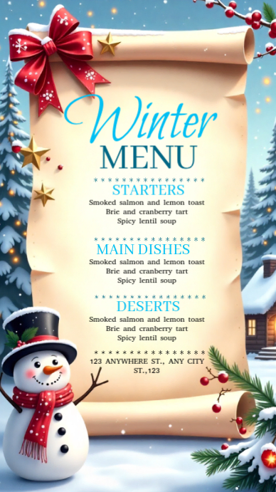 Copy of Maximalist Winter Menu Template Instagram Story | PosterMyWall