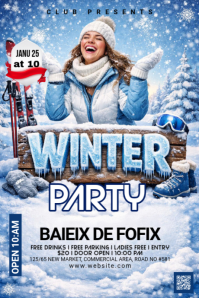 白色 Winter Party Tumblr-grafik Template
