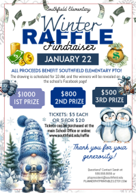 Maximalist Winter Raffle Fundraiser Event Invitation A4 template