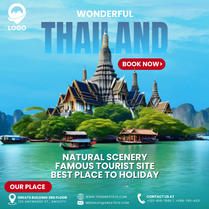 Maximalist Wonderful Thailand Travel Ads Inst Template | PosterMyWall