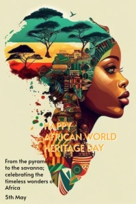 Maximalist World African Heritage Day Pinterest Graphic template