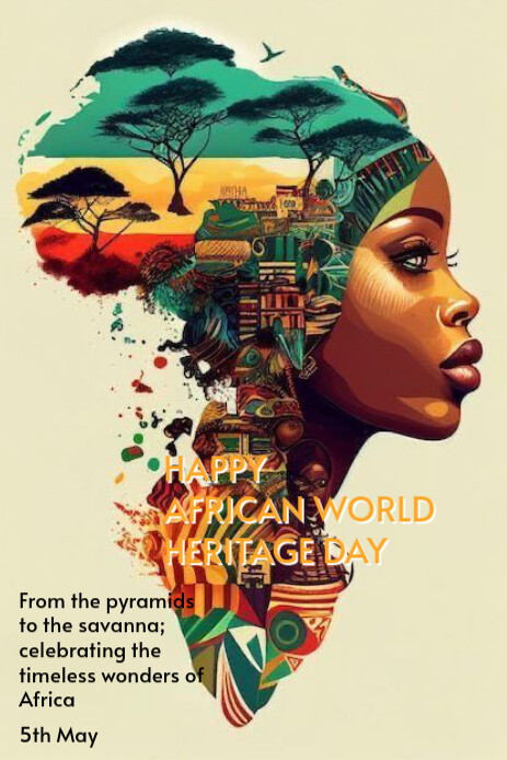 Maximalist World African Heritage Day Pinterest Graphic template