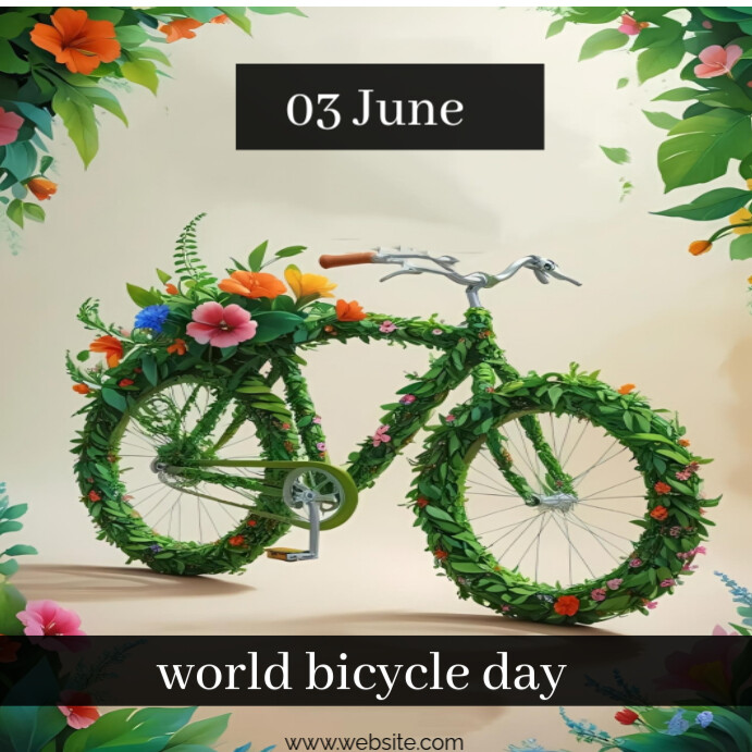 Maximalist World Bicycle Day  Square (1:1) template