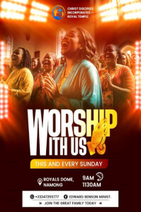Black Worship Service Invitation Poster Template