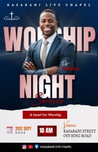Maximalist Worship Night Service flyer Meia página larga template