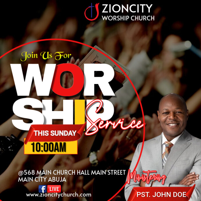 Maximalist Worship Sunday Service Instagram Post Template | PosterMyWall