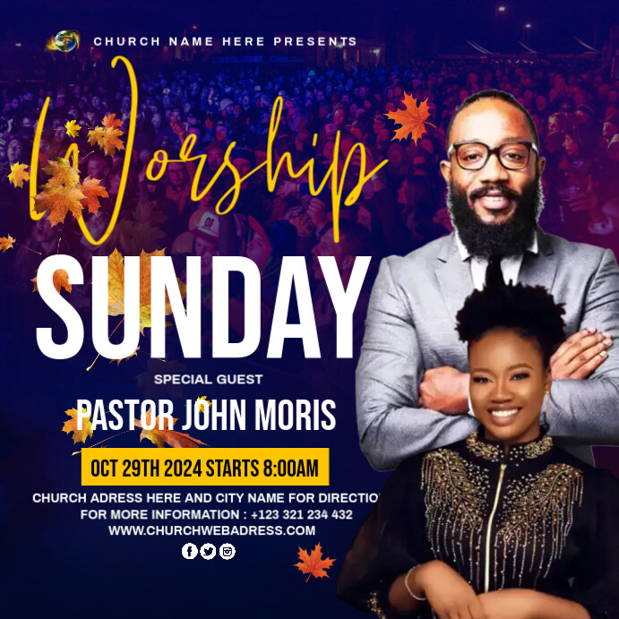 Maximalist Worship Sunday Service Instagram Post Templat | PosterMyWall