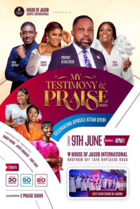 Белый Testimony and Praise Event Poster Template