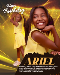 Maximalist Yellow Cute Baby Birthday  Instagram Portrait template