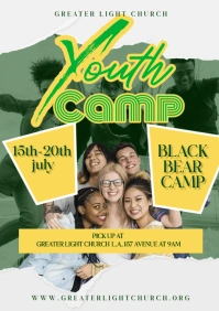 Maximalist Yellow Joyful A3 summer camp flyer template