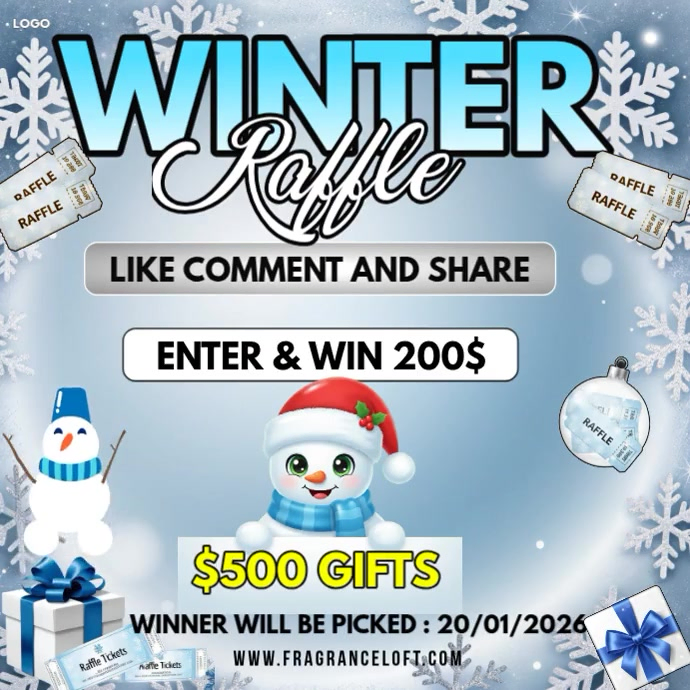 Blue Winter Raffle Event Square Template | PosterMyWall