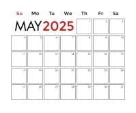 May 2025 Calendar Template Middelgrote rechthoek