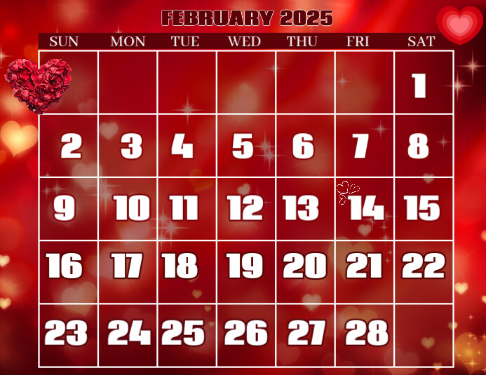FEBRUARY 2025 Calendar Planner-Vorlage | PosterMyWall february-2025-calendar-planner-vorlage-postermywall