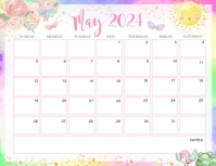 May 2024 Calendar Spring Ulotka (US Letter) template