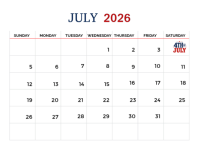 July calendar 2026 งานนำเสนอ Presentation template