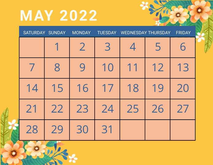 Copy of May calendar, event,schedule PosterMyWall