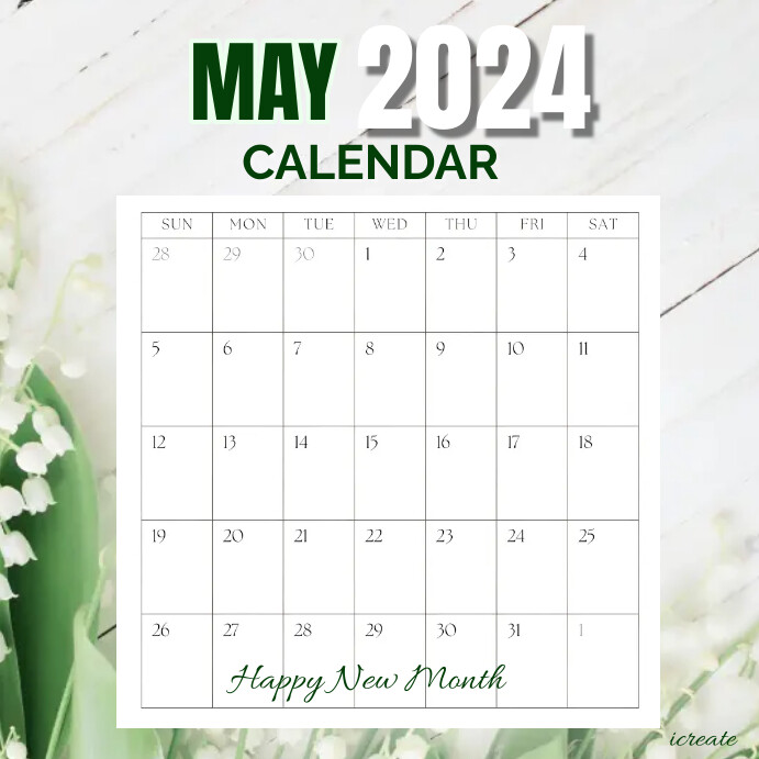 MAY CALENDAR โพสต์บน Instagram template