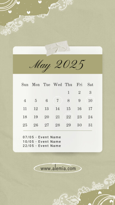 May Calendar História do Instagram template
