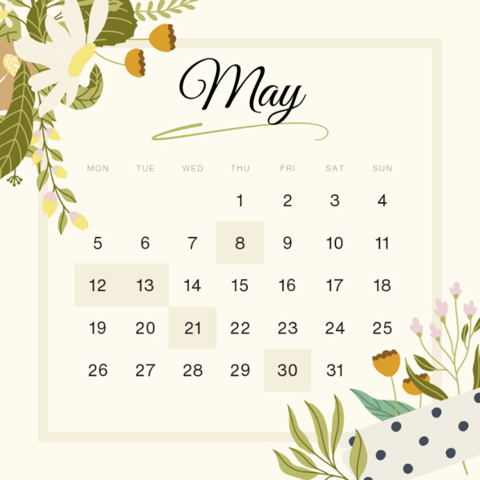 Pinterest May Layout May Calendar Template | PosterMyWall