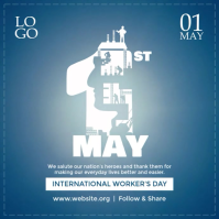 Blue International Worker's Day Pos Instagram Template