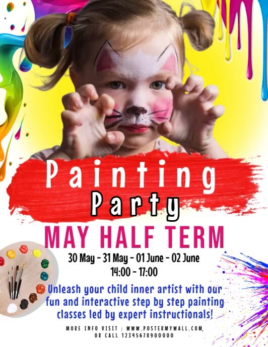 May Half Term, Painting Party Flyer Template PosterMyWall
