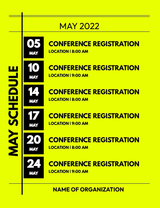 MAY SCHEDULE TEMPLATE PosterMyWall
