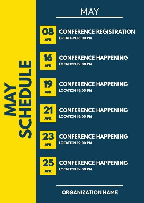 MAY SCHEDULE TEMPLATE PosterMyWall