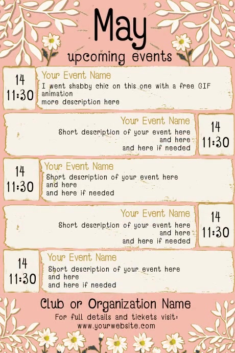 May Upcoming Events Calendar Template | PosterMyWall