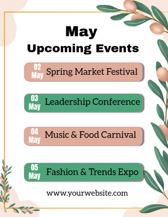 Copy of May Upcoming events | PosterMyWall