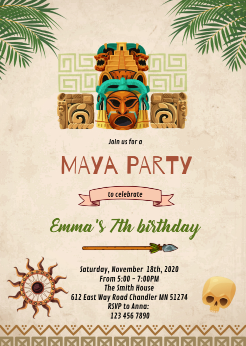 Copy of Maya theme birthday invitation | PosterMyWall