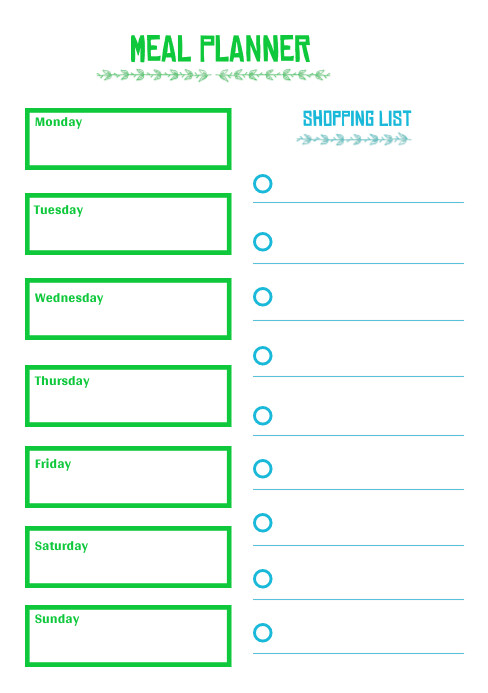 Meal Planner & Shopping List A5 template