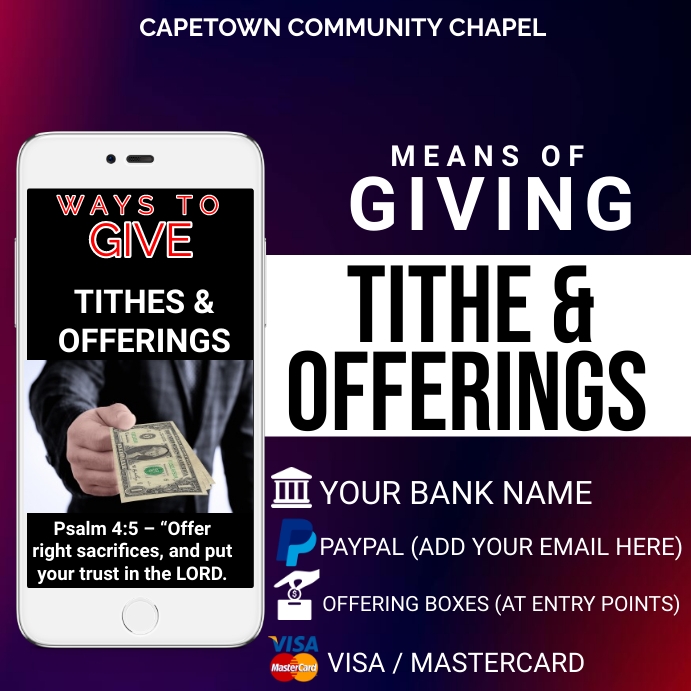 means of giving tithes and offerings flyer Template | PosterMyWall