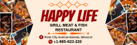 Meat Grill Restaurant Ad Banner 2' × 6' template