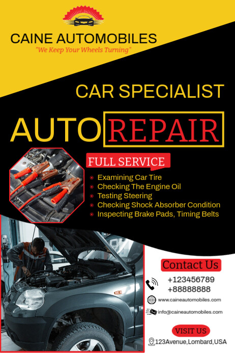 Brake Replacement Ad Examples Mechanic Motor Vehicle Repair Ad Template | PosterMyWall