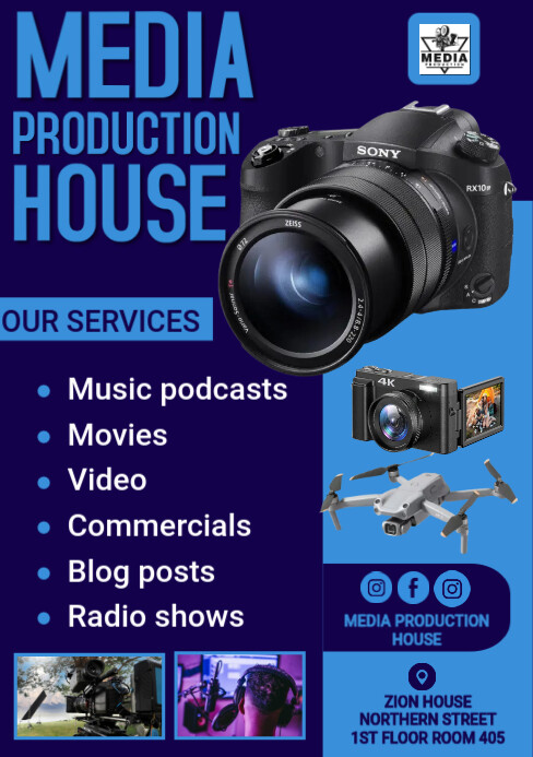 MEDIA MUSIC & VIDEO PRODUCTION POSTER FLYER A5 template