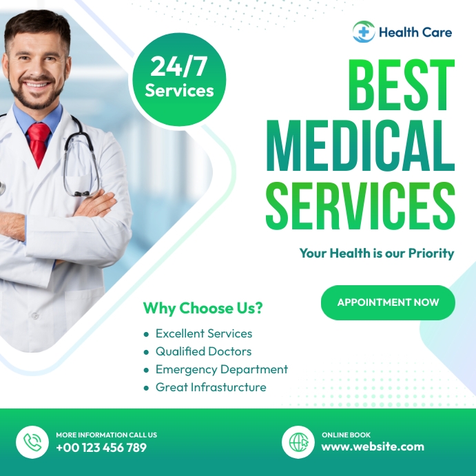 Medical Doctor, Health Flyer Instagram Post template