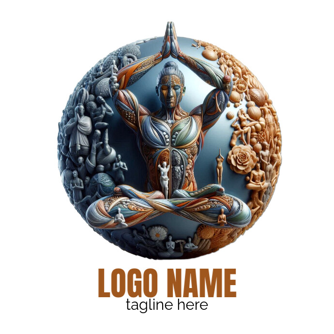 Meditating figure artistic artwork logo template
