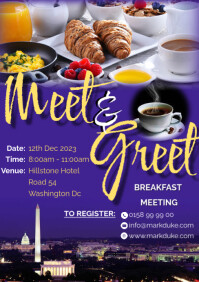 MEET & GREET BREAKFAST MEETING FLYER POSTER A5 template